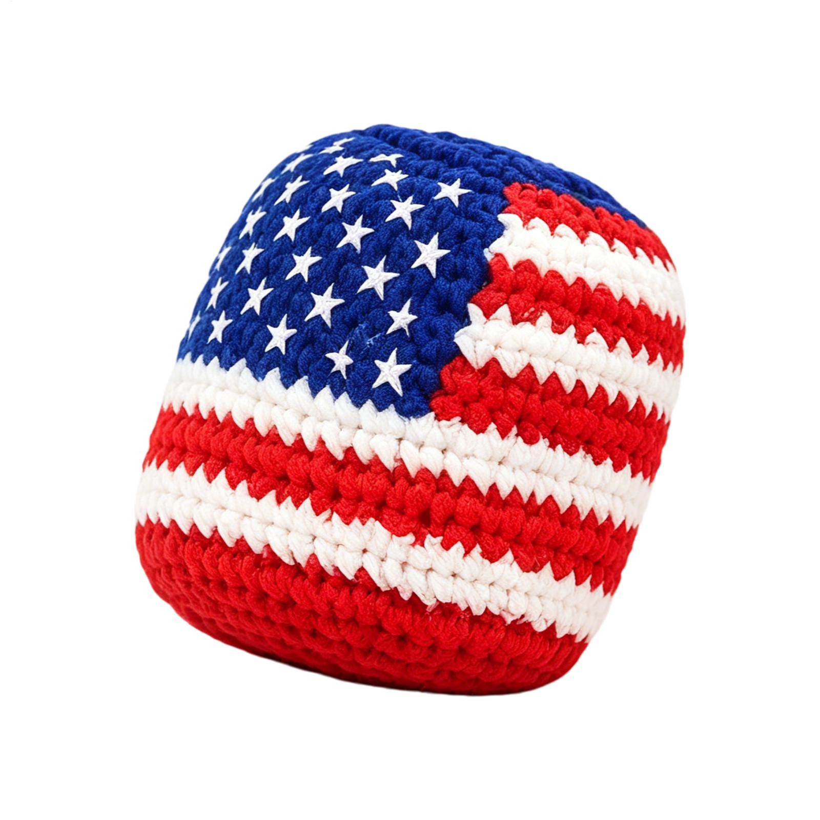 Harliver Patriotic Hand-Made Knitted Footbags, US Flag Shaped Crochet Hacky Sack