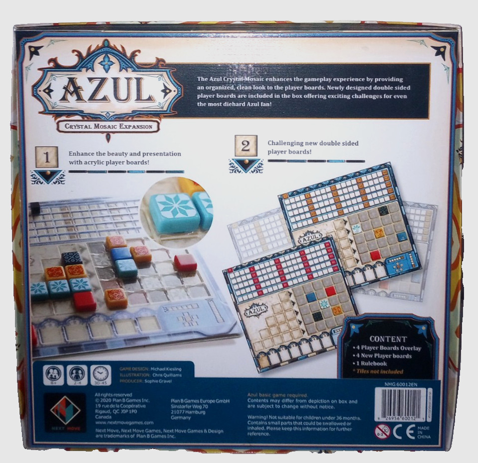Azul Crystal Mosaic Board Game Expansion (Next Move) – 100% Complete – Very Good