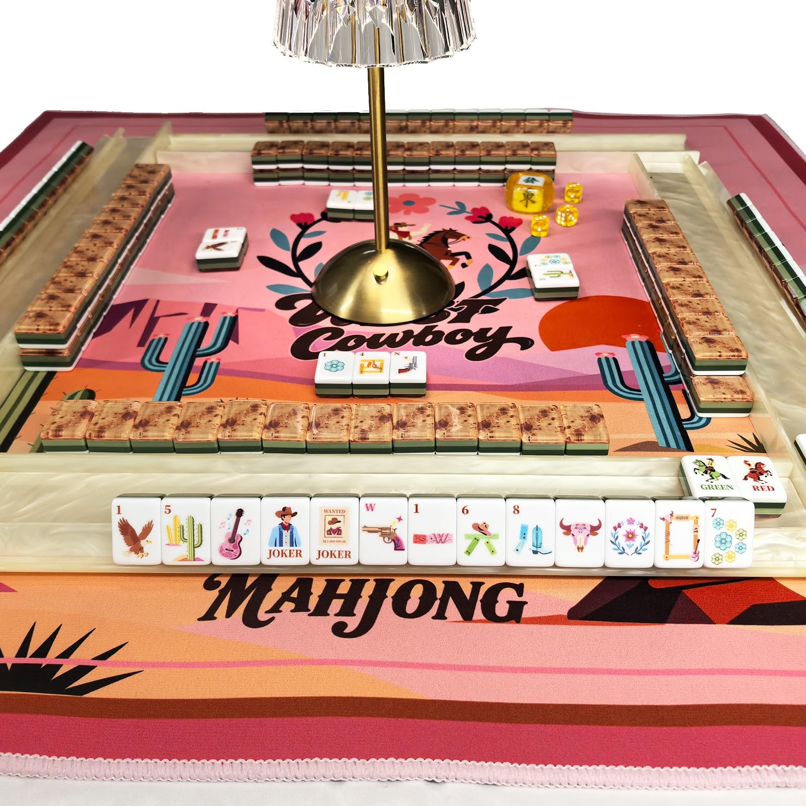 XuMoZC American Mahjong Cowboy Design Set 1.2-inch 160 Acrylic High-Grade Fou…