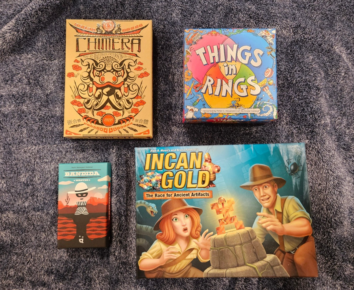 Board Game Lot Rhino Hero The Mind Coloretto Things in Rings Incan Gold Startups