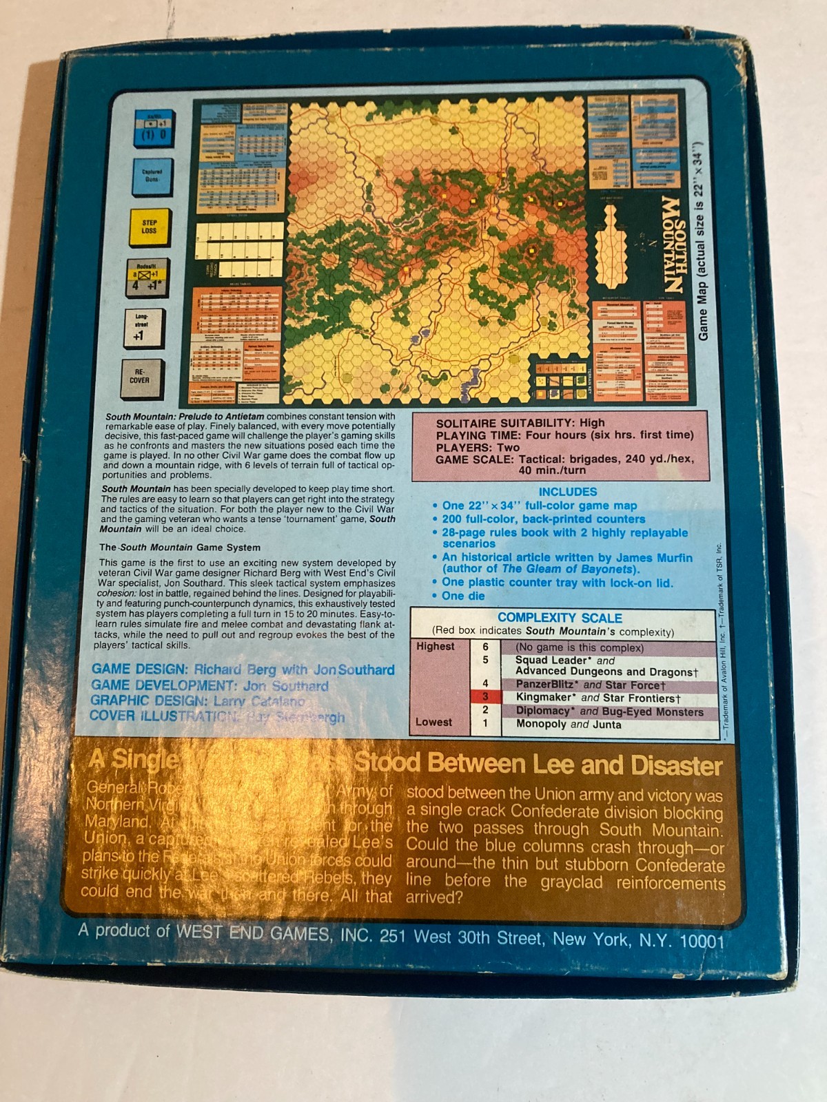 SOUTH MOUNTAIN Richard Berg PRELUDE TO ANTIETAM Vintage UNPLAYED West End game