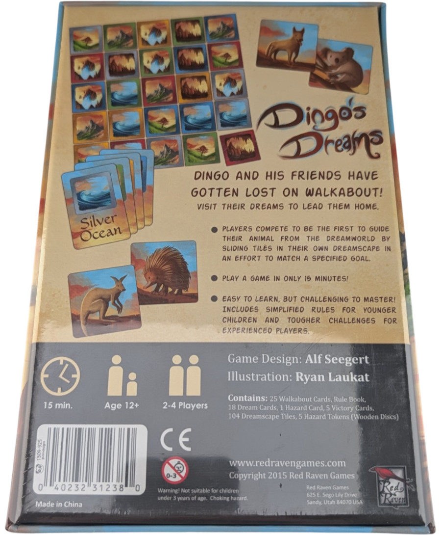 Dingo’s Dreams Board Game Red Raven Games 2015 Sealed RVM011 2-4 Players