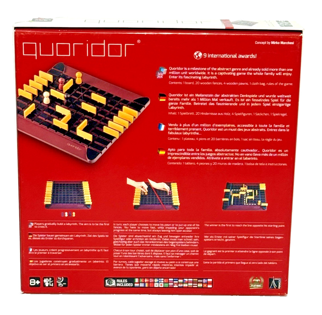 Quoridor Gigamic Wooden Strategy Complete Board Game Complete Mensa Award Winner