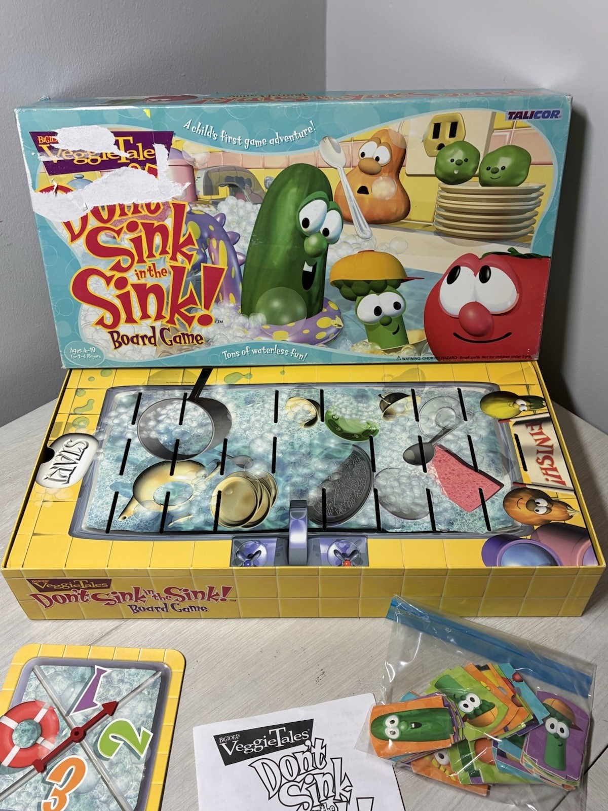 VeggieTales Don’t Sink In The Sink Board Game Talicor 1999 Complete Family VTG