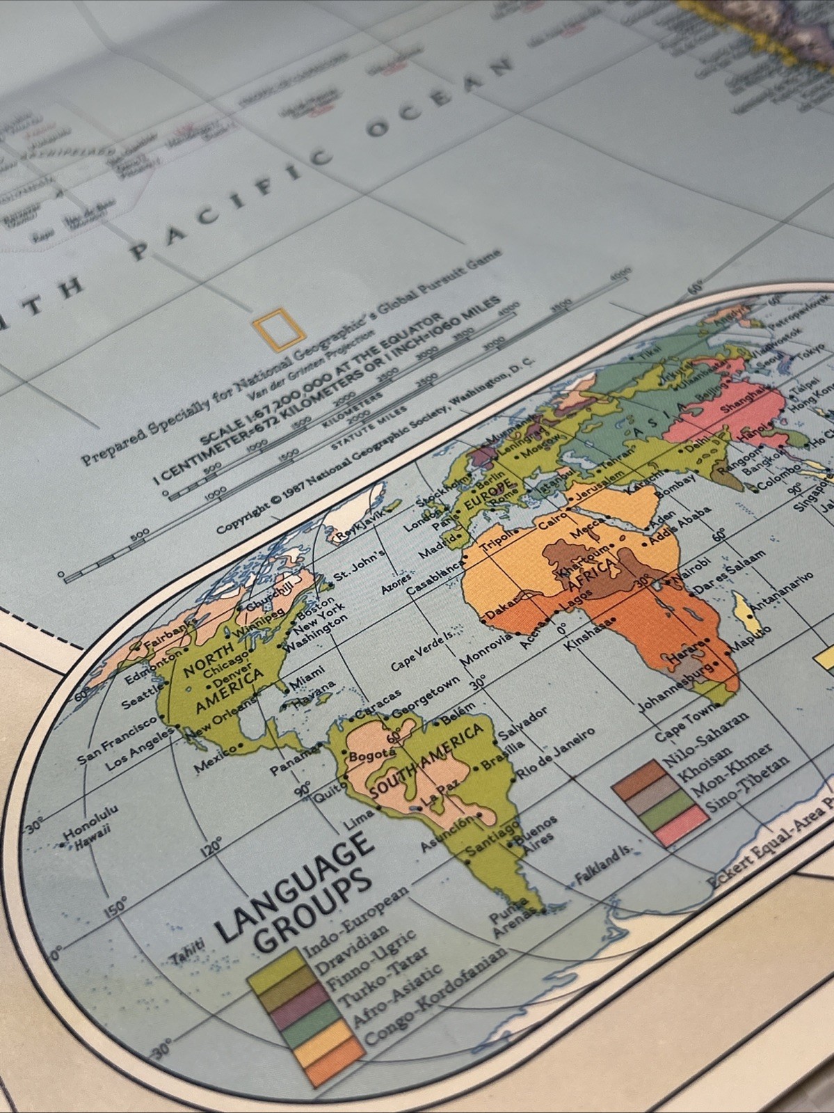 National Geographic Global Pursuit Wall Map 1987 Replacement