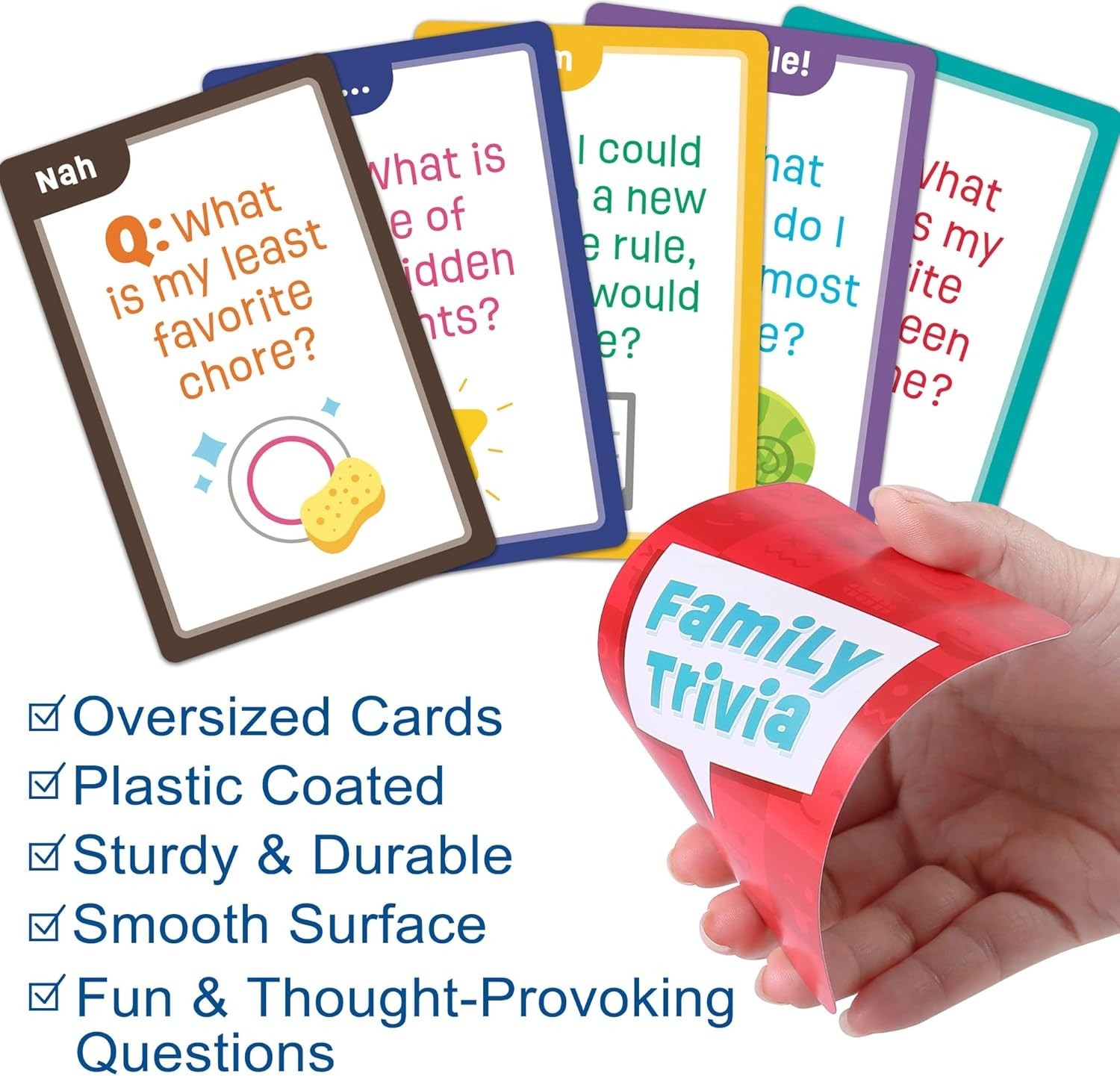 Family Trivia Game, 60 Fun Trivia Cards, Ages 4 and Up