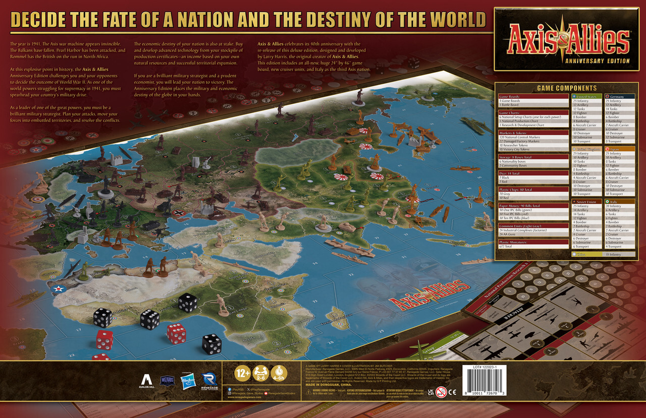 Axis & Allies: Anniversary Edition Board Strategy World War II Renegade Tabletop