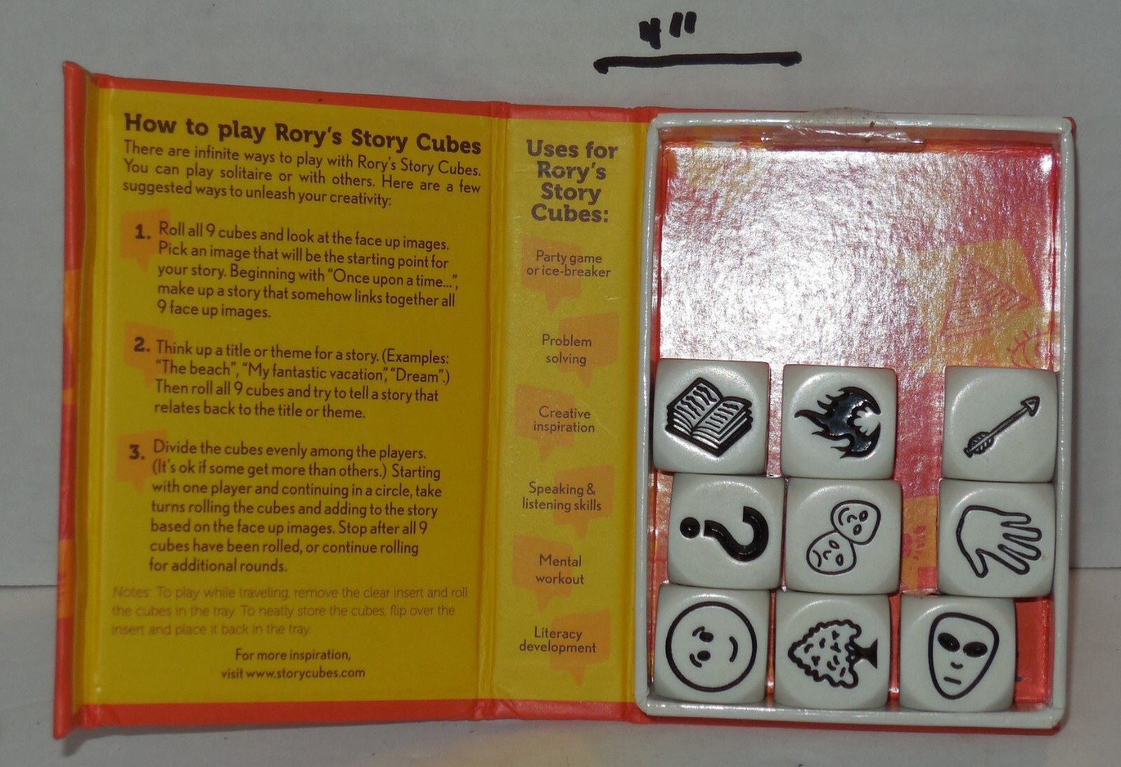 Rorys Story Cubes by GameWright Original Storytelling Dice Game 100% Complete