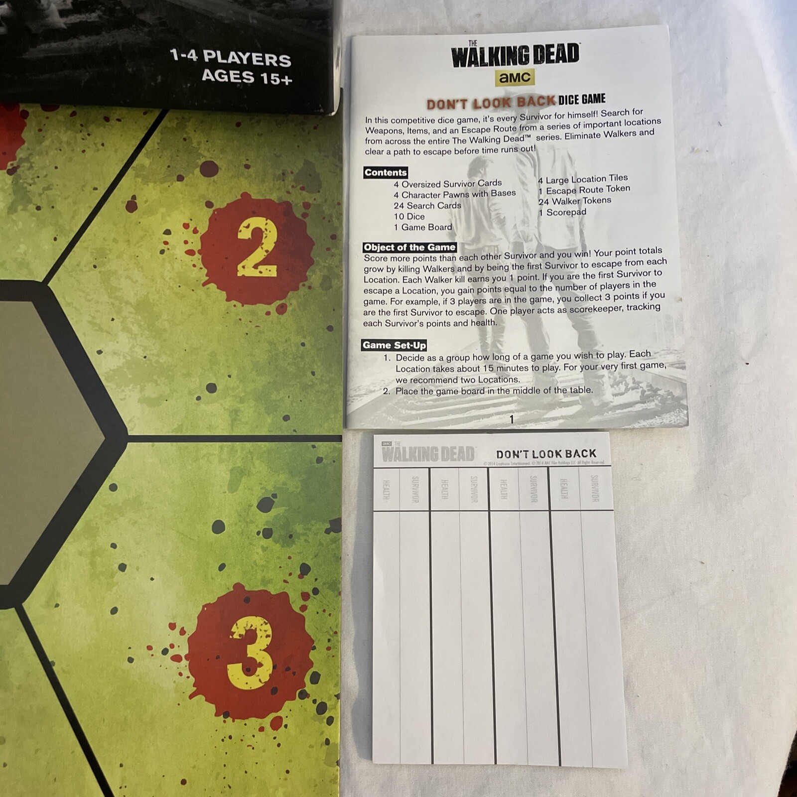 AMC The Walking Dead Don’t Look Back Dice Board Game Complete Clean