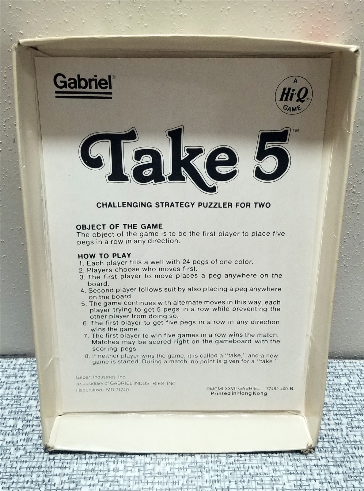 Vintage 1977 TAKE 5 Strategy Puzzler Hi-Q Game Gabriel 77452 COMPLETE