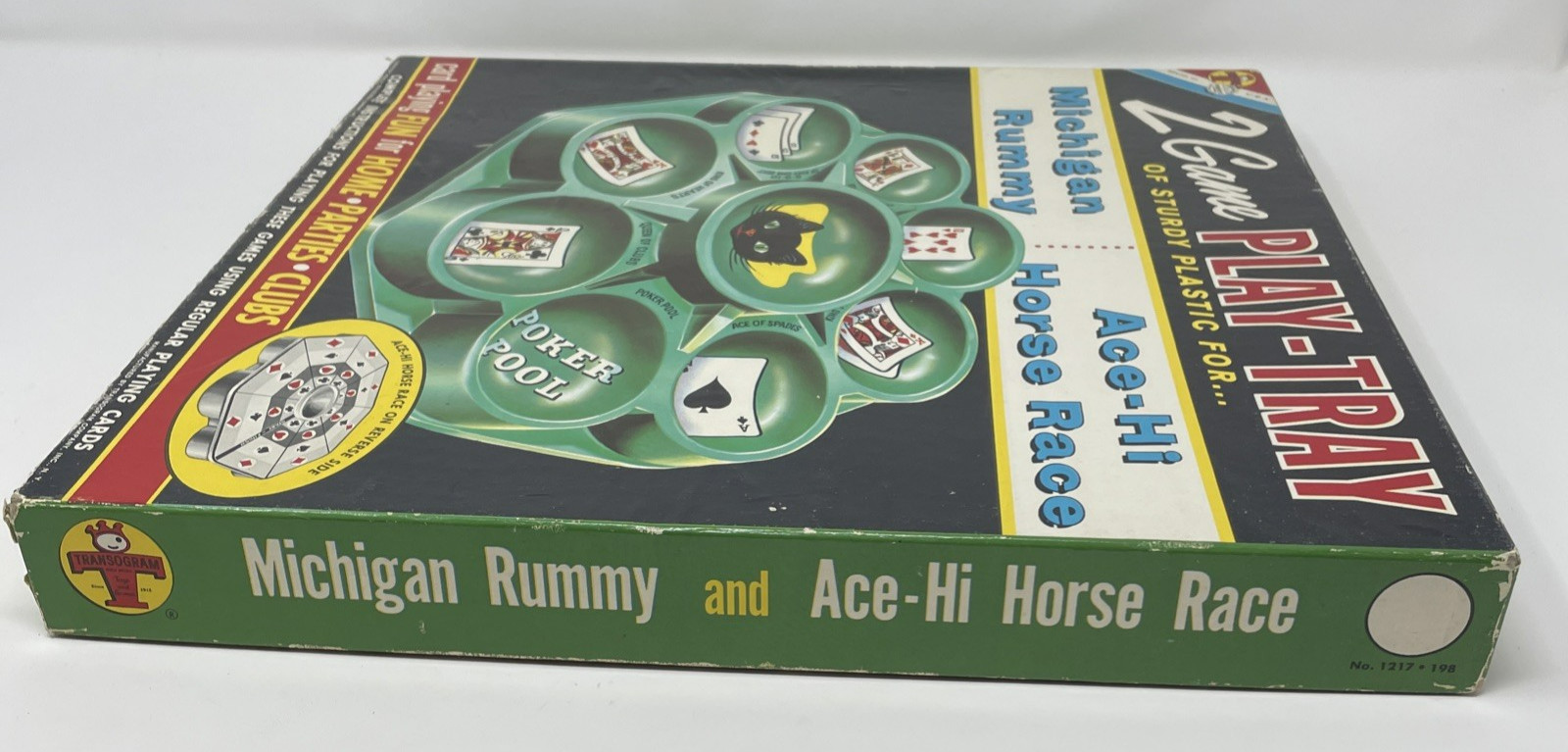 Vintage 1959 Transogram Michigan Rummy Ace Hi Horse Race Black Cat Tray