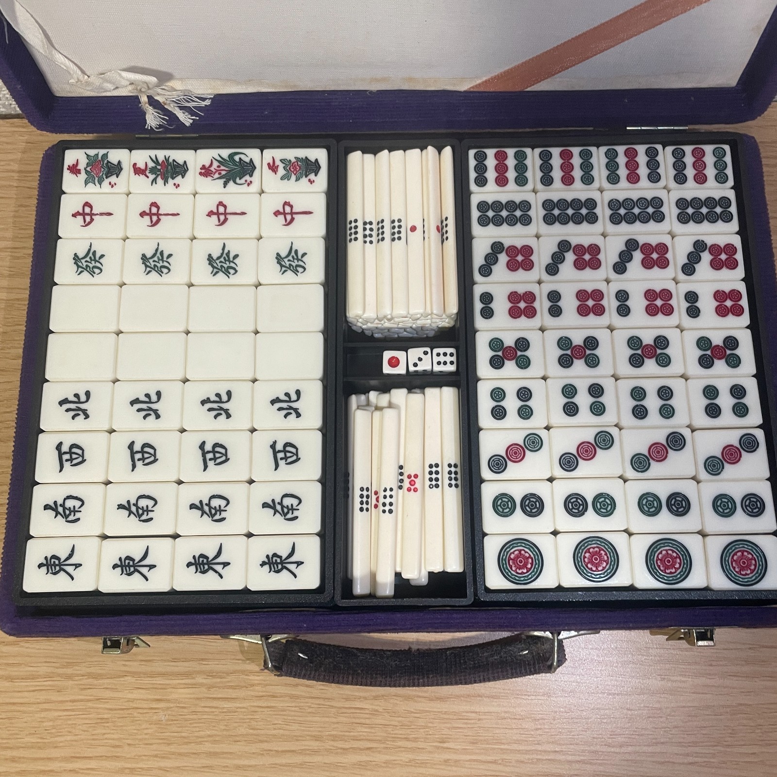 Vintage Mizuno Maruichi Bamboo Backed Mahjong Tile Set Japanese Riichi Mahjong