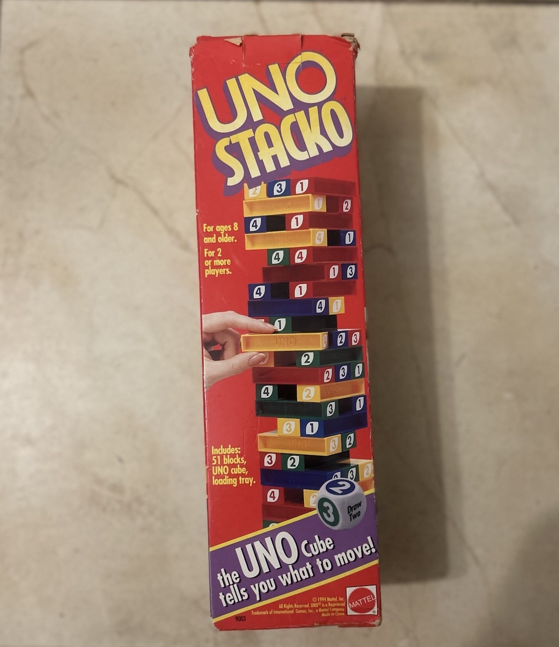 Mattel UNO Stacko Stacking Game w/ UNO Cube Dice, 2+ Players, Ages 8+