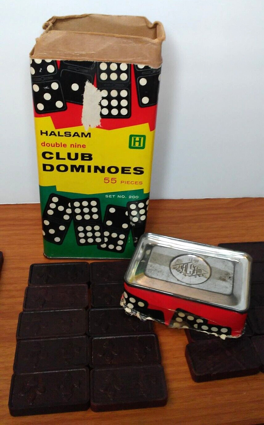 Halsam Double Nine Club Dominoes Game Set No. 200 Vintage 1970s Playskool USA