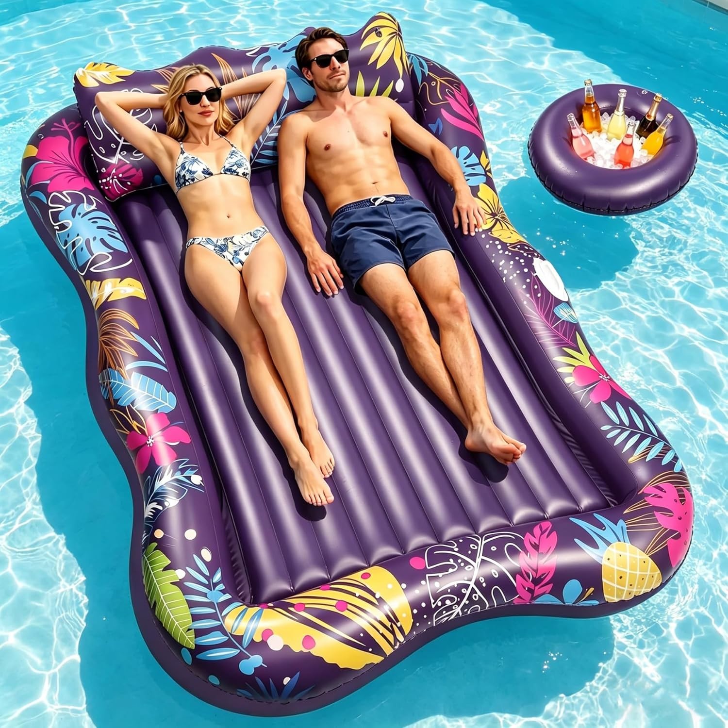 Extra Large Adult Inflatable Pool Float Lounge 81″ x 60″ Tanning Lounger