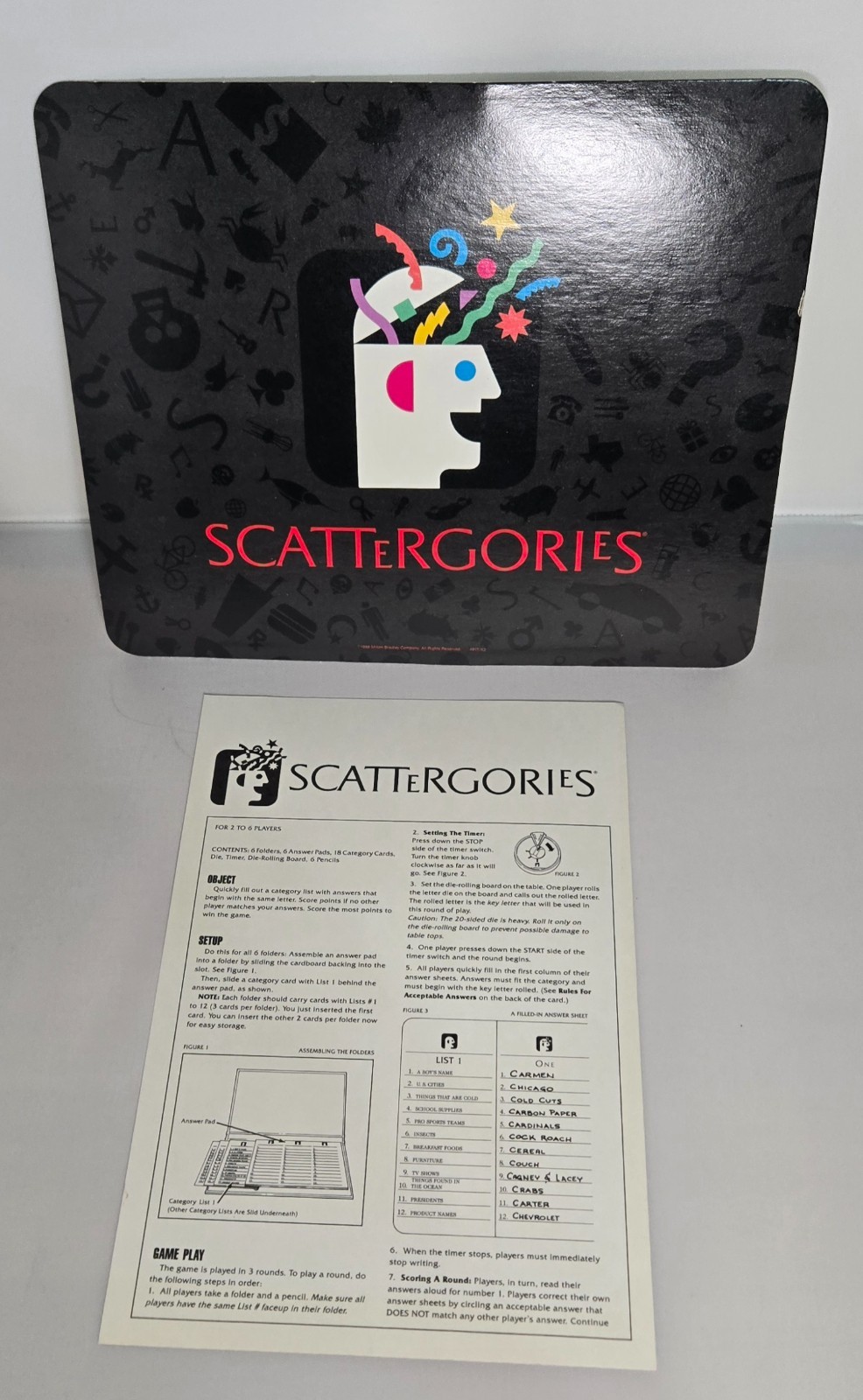 VINTAGE Scattergories Table/Board Game 1988 Ages 12 to Adult 2 to 6 Players