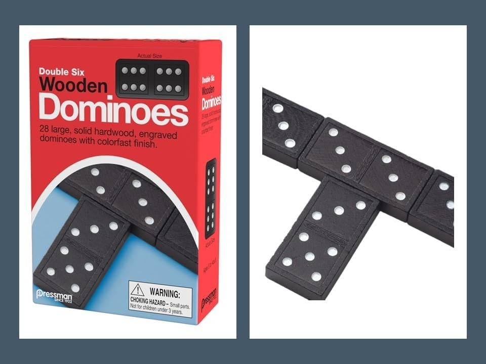 Nostalgic Double Six Wooden Dominoes – 28 Durable Dominoes for All Ages
