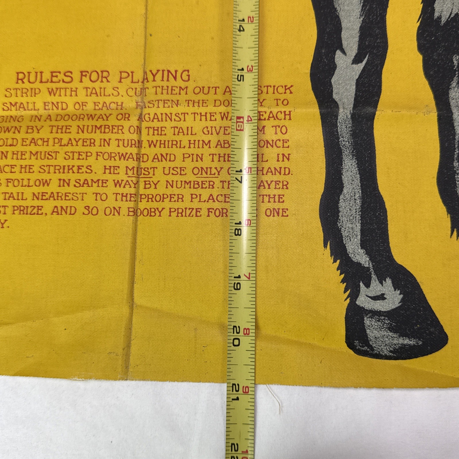 Antique Pin The Tail On The Donkey Party Muslin Game Saalfield Publishing Co.