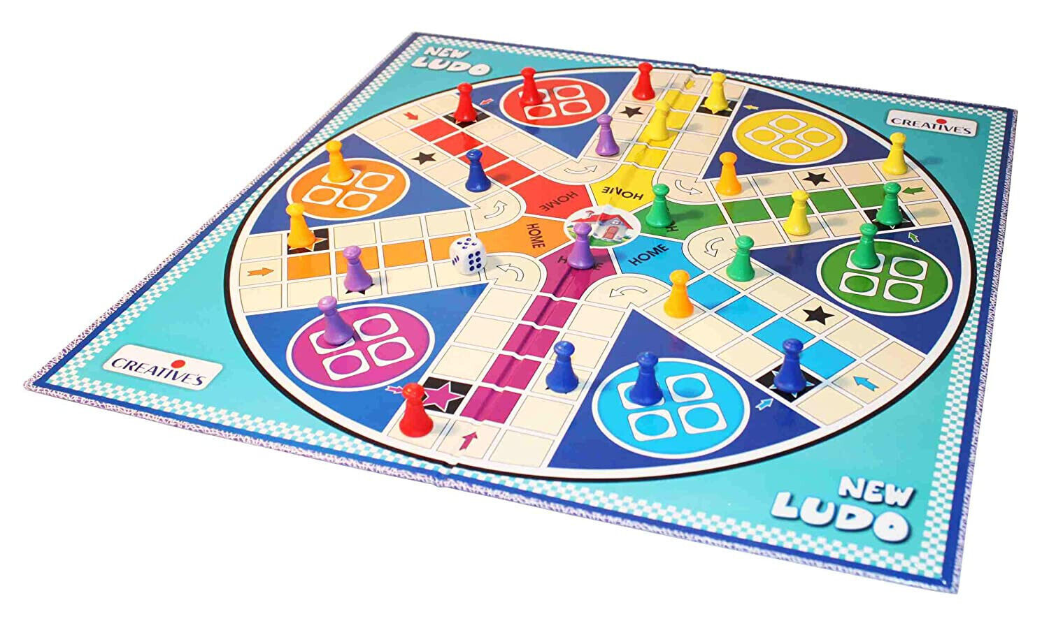 New Ludo – 2 to 6 players, Laminated CARD Board Indoor Family Game FREE SHIP