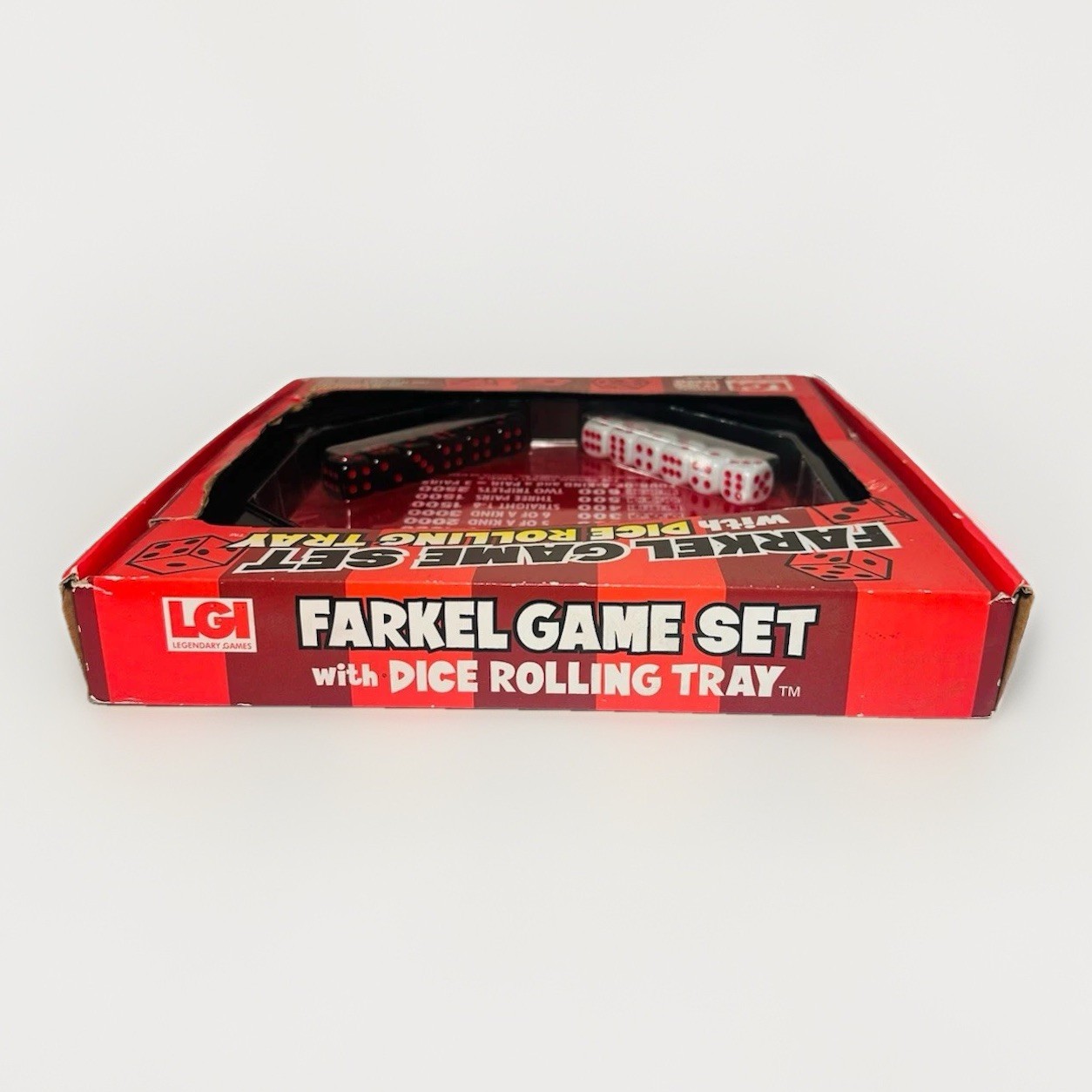 2006 Farkel Game Set with Deluxe Dice Rolling Tray, Built-in Dice-Collection NIB