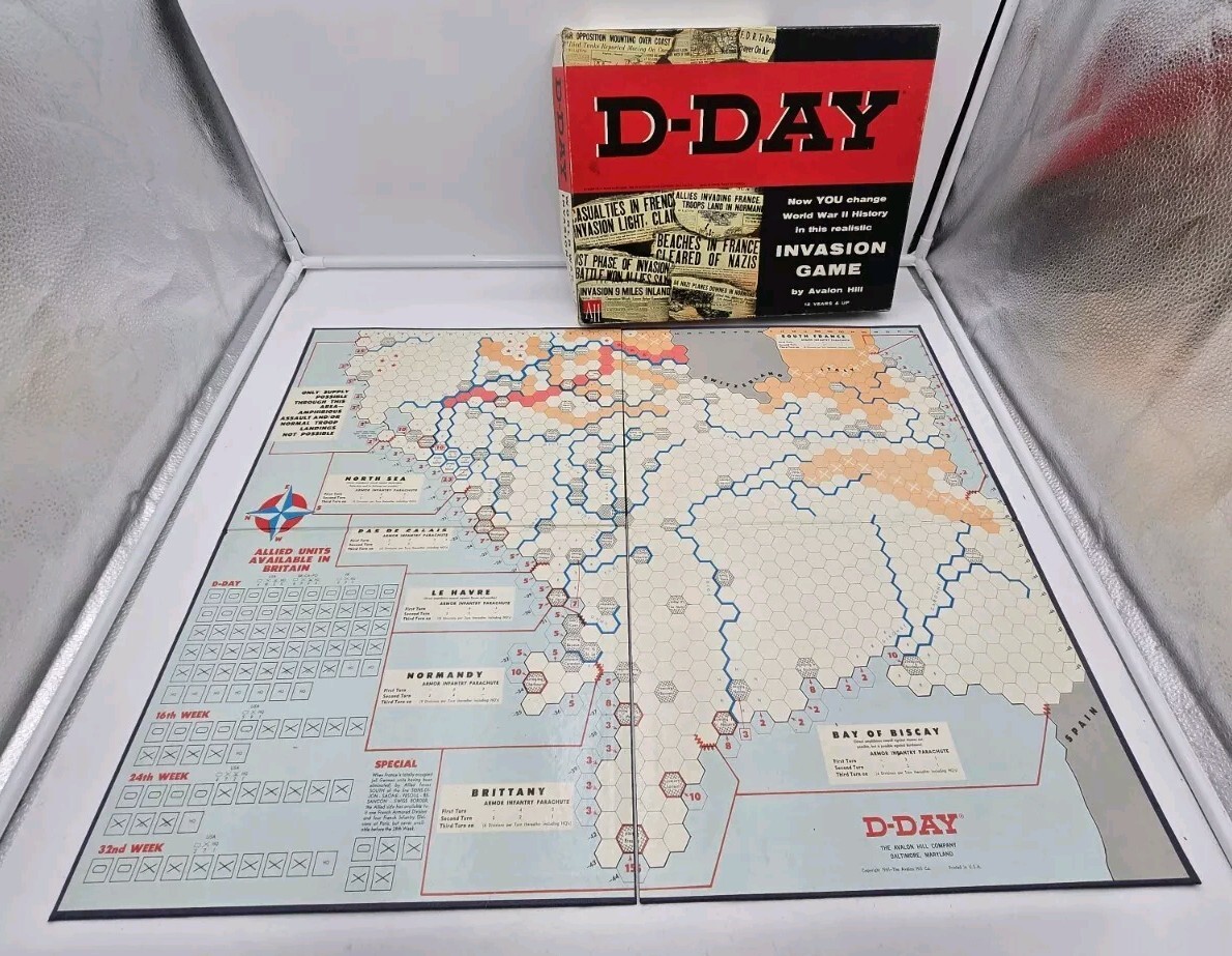 1961 D-Day World War II Invasion Board Game #508 Avalon Hill WWII