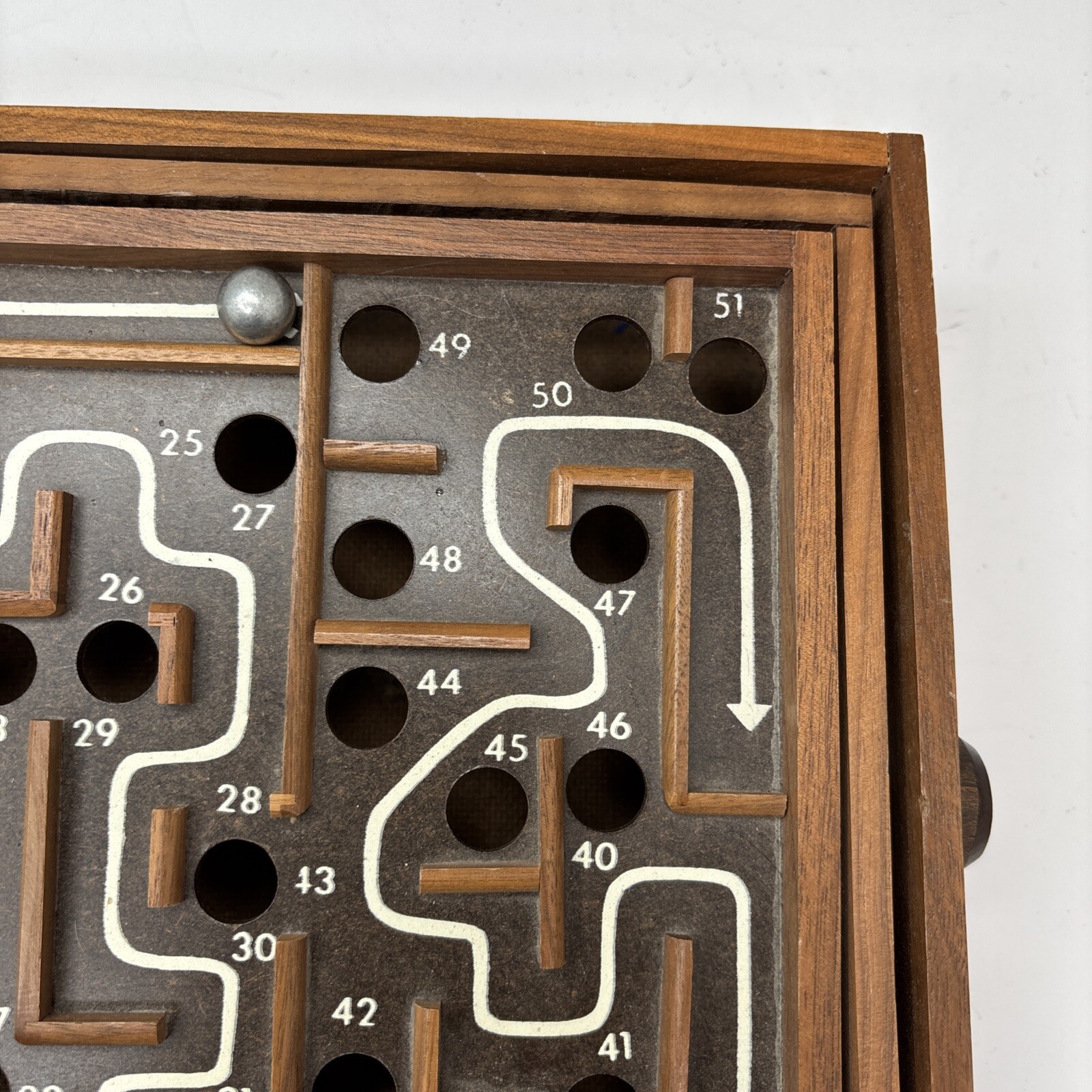 Vtg 80s Labyrinth Wooden Steel Ball Marble Tilting Maze Puzzle Game Roll-A-Maze