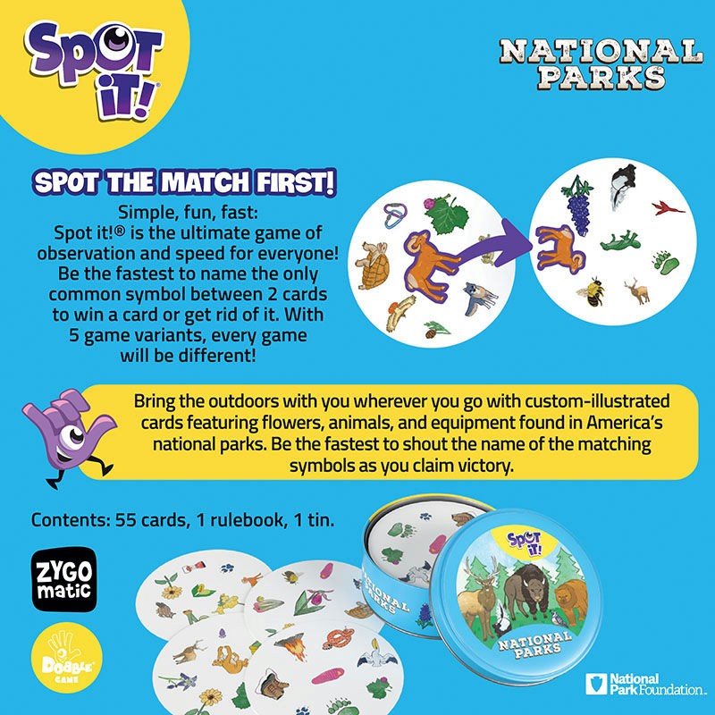 USAopoly Spot It! National Parks Card Game – Fast Matching Game – Ages 6+
