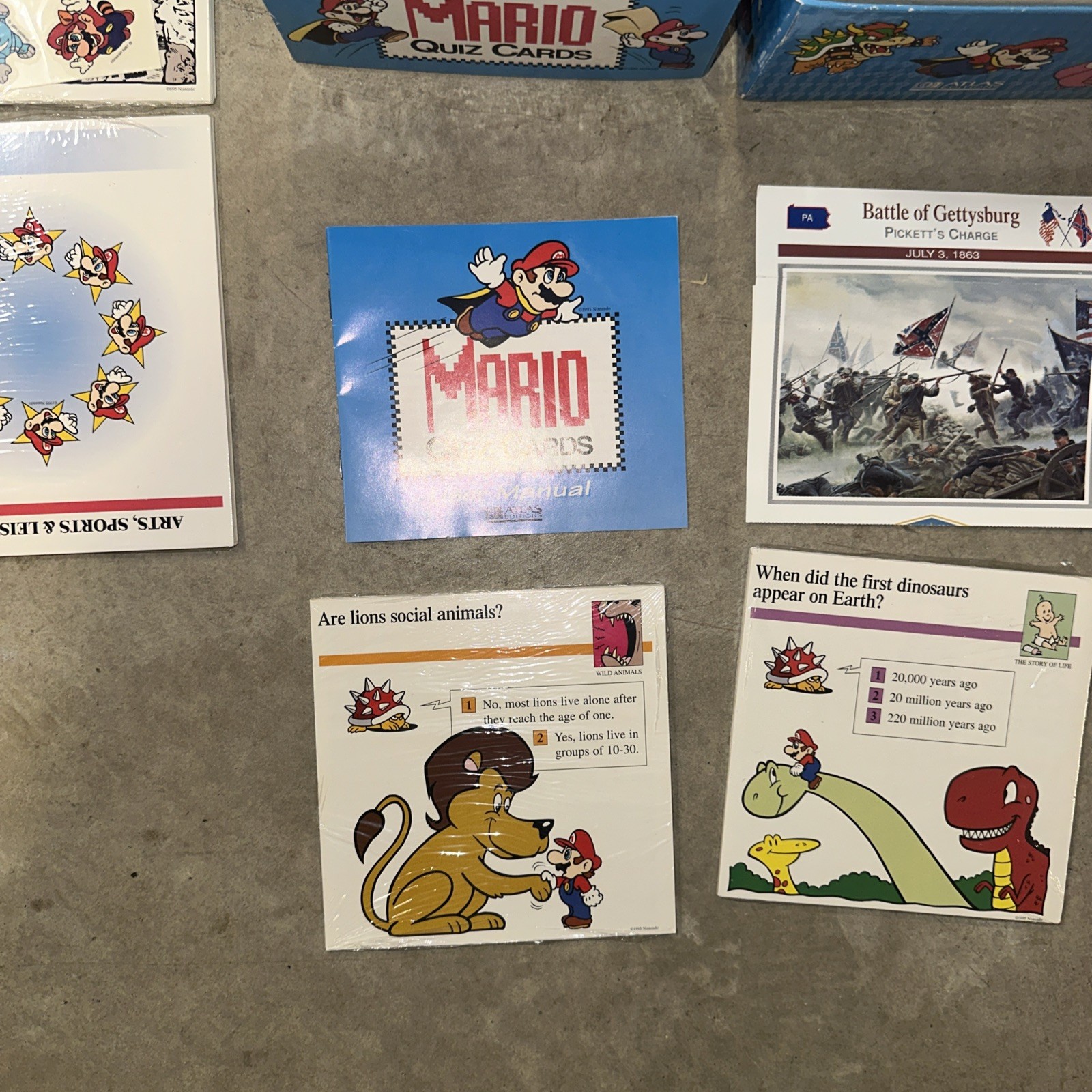Vintage 1995 Mario Quiz Cards Atlas Editions Factory Sealed Cards Manual Box Ad