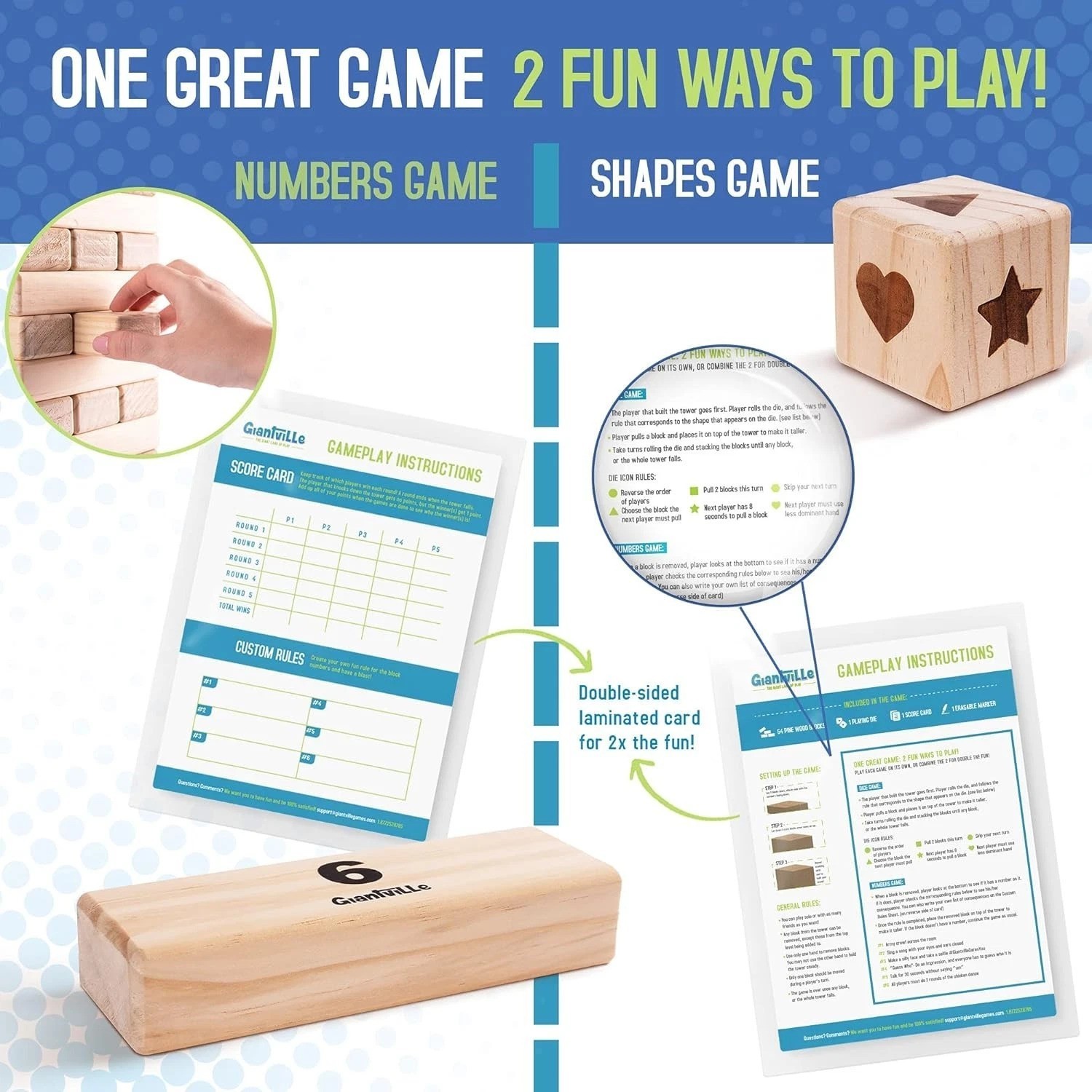 Entertainment for All Ages: 54-Piece Timber Tower Game in Durable Pine Wood