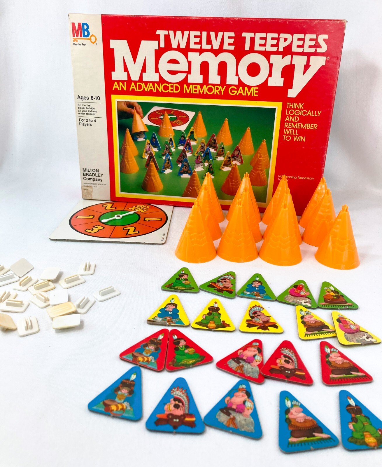 Twelve Teepees Memory Game by Milton Bradley Visual Recall Game Vintage 1984