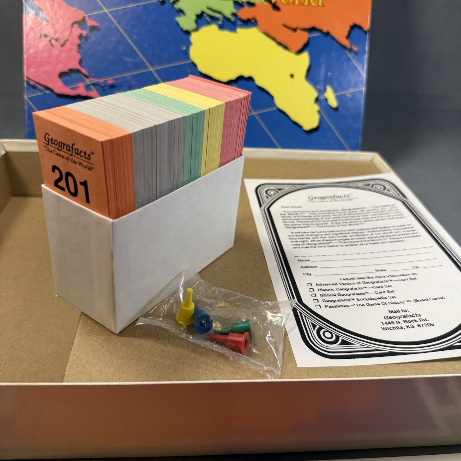 Rare 1991 Geografacts Board Game 100% COMPLETE Learning Educational New Open Box