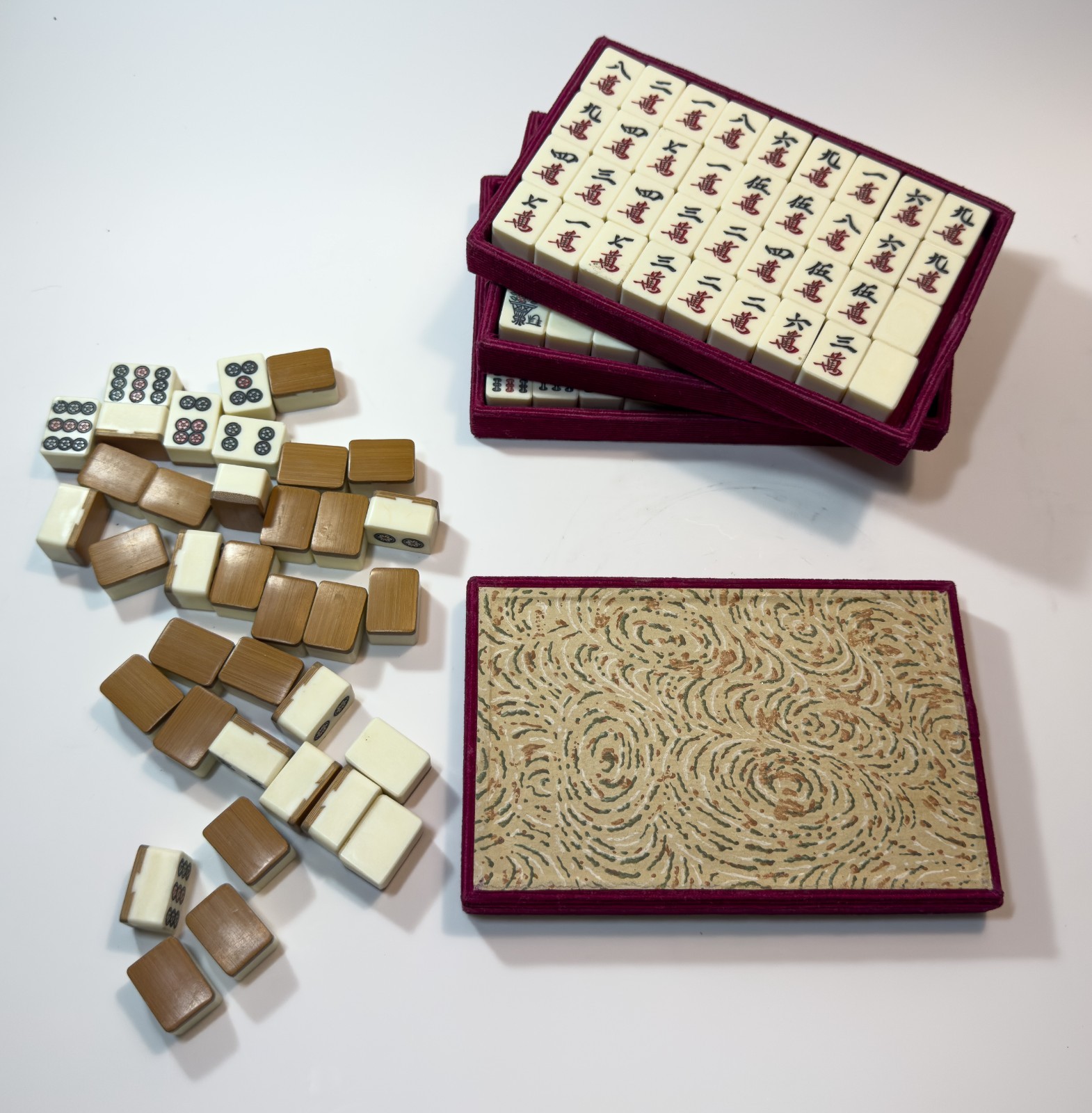 Vintage Bone & Bamboo Mah Jong Set