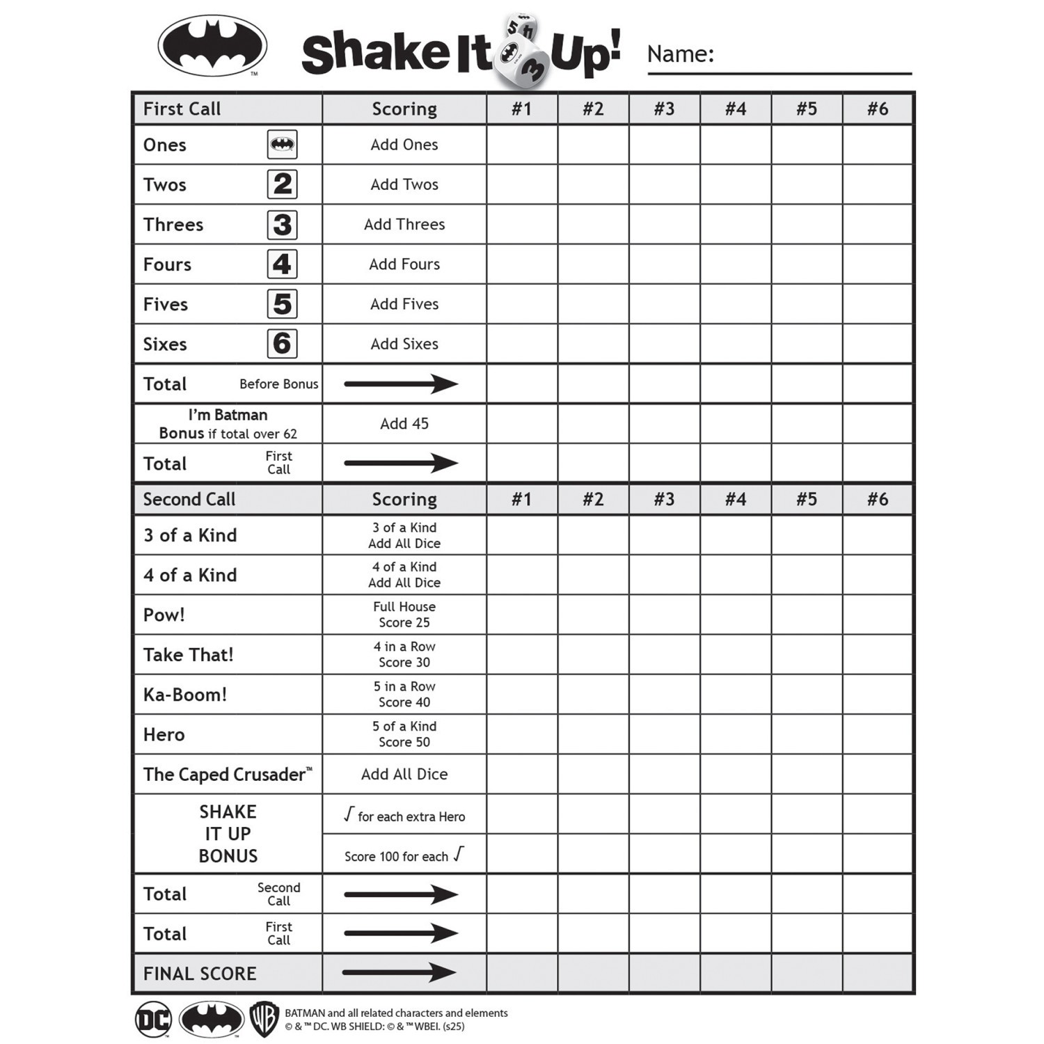 MasterPieces – Batman – Officially Licensed Shake It Up! Dice Game
