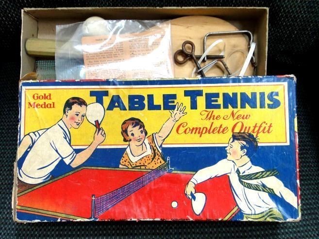 vintage TABLE TENNIS GAME gold medal TRANSOGRAM CO Japan rules england net balls