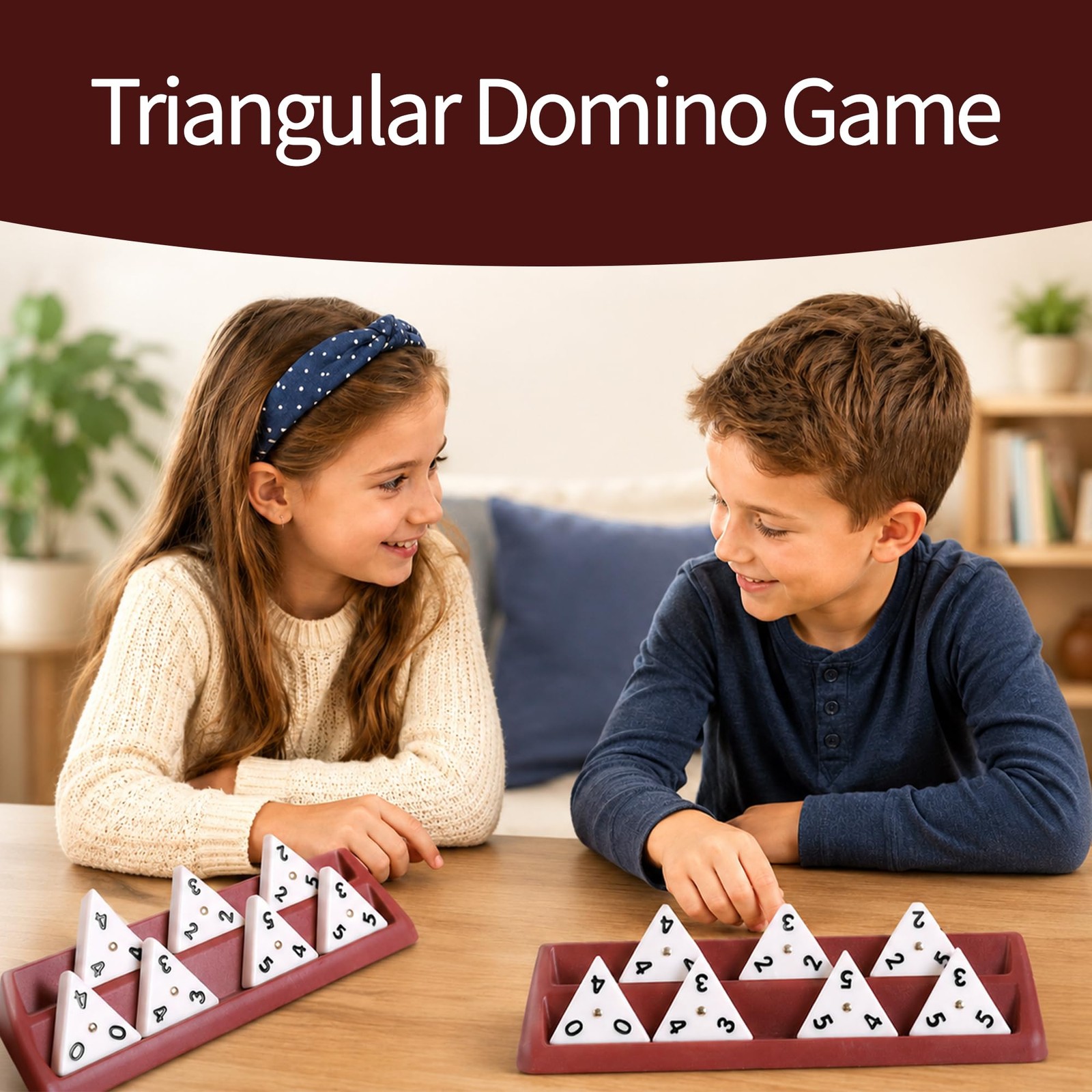 Premium Quality Triangle Domino Game Set with 56 Triangular Domino Tiles, Inc…