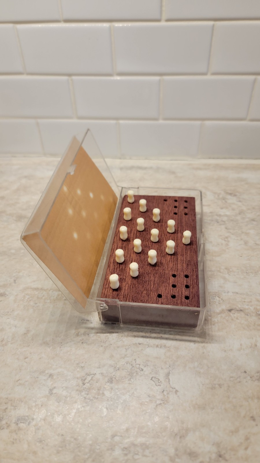 Solid Wood Triangle solitaire Peg Game Classic Wooden Brain Teaser Puzzle