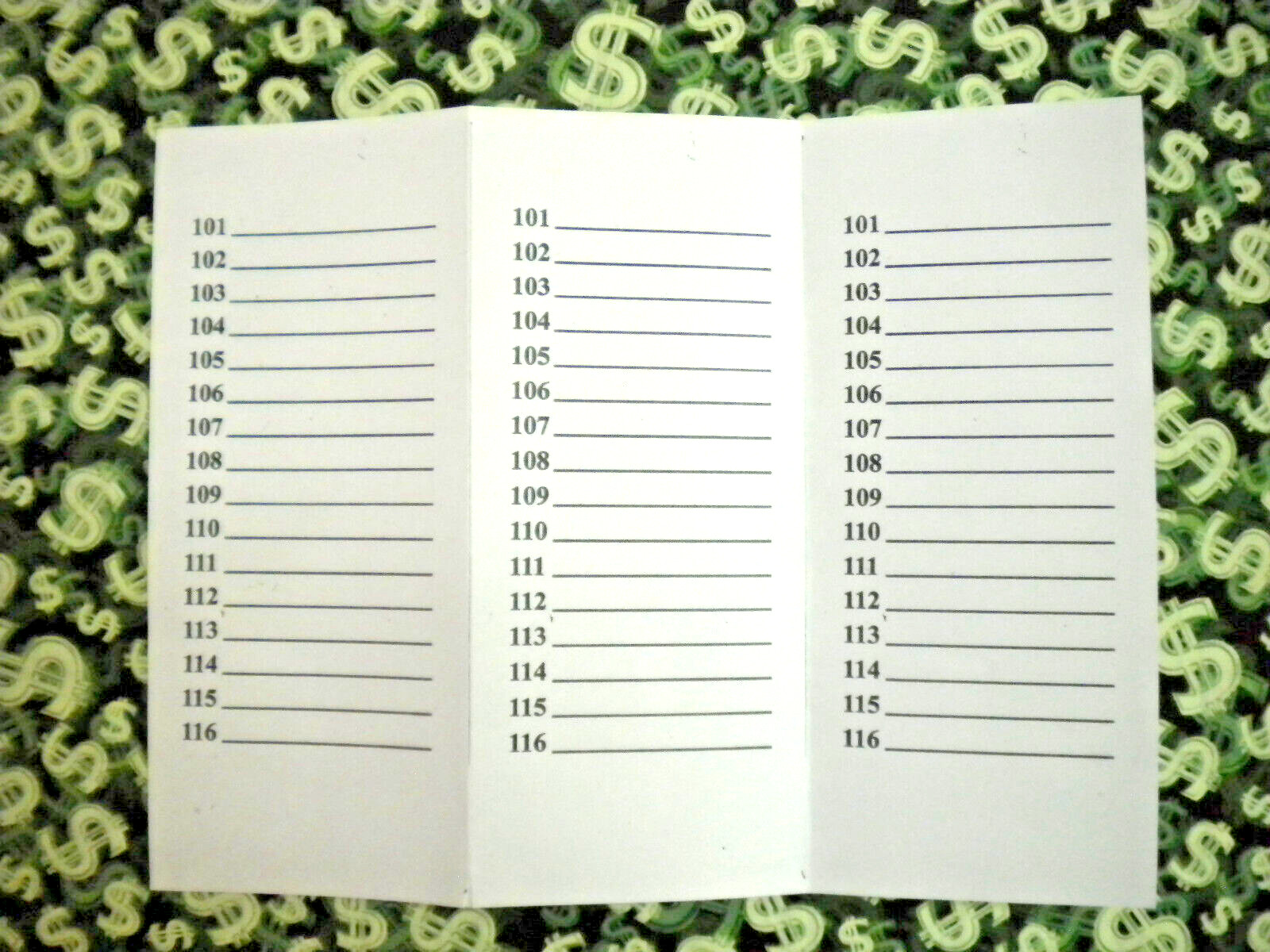 1 Dozen ~ 24 REGULAR “NOT Sure” TIP BOARDS {101-116} 5#on 1 Ticket Jar Pull Tabs