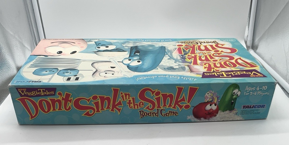 1999 Don’t Sink in the Sink! VeggieTales Board Game Big Ideas Veggie Tales