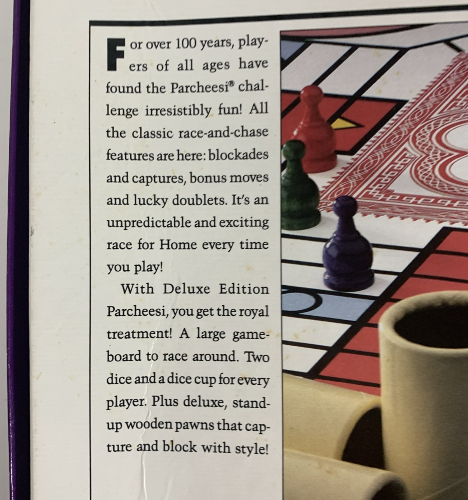 Vintage 1989 Parcheesi Deluxe Board Game Milton Bradley Complete Wood Pawns