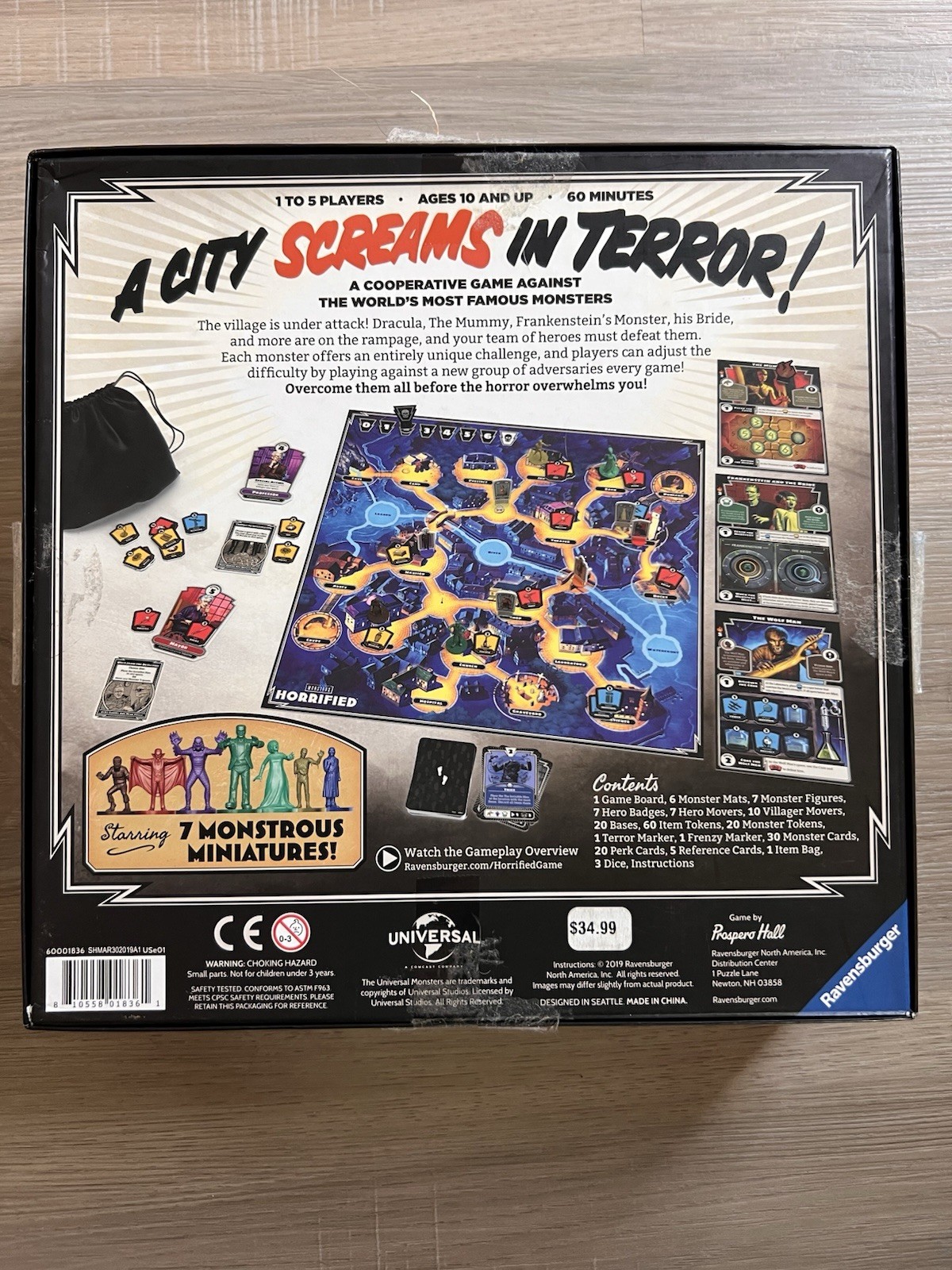 Horrified Universal Monsters Board Game Ravensburger COMPLETE Horror Movie Theme