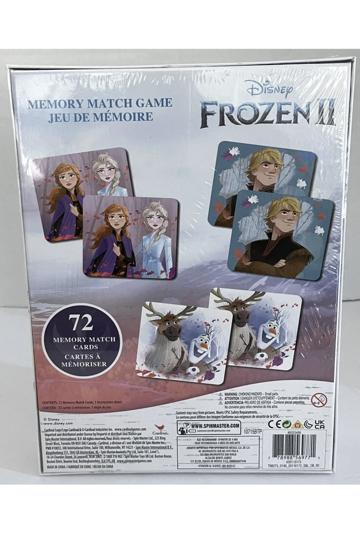 Disney Frozen II -Memory Match Game -72 Cards Elsa Anna Olaf & Characters -NEW