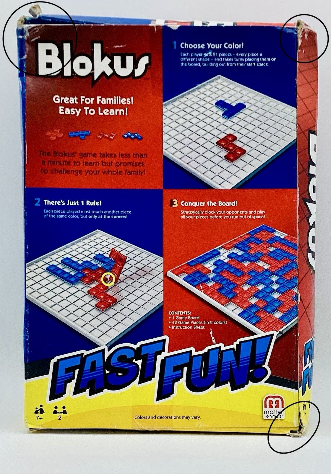 Blokus Fast Fun 2 Player Board Game Mattel Age 7+ Damaged Pkg