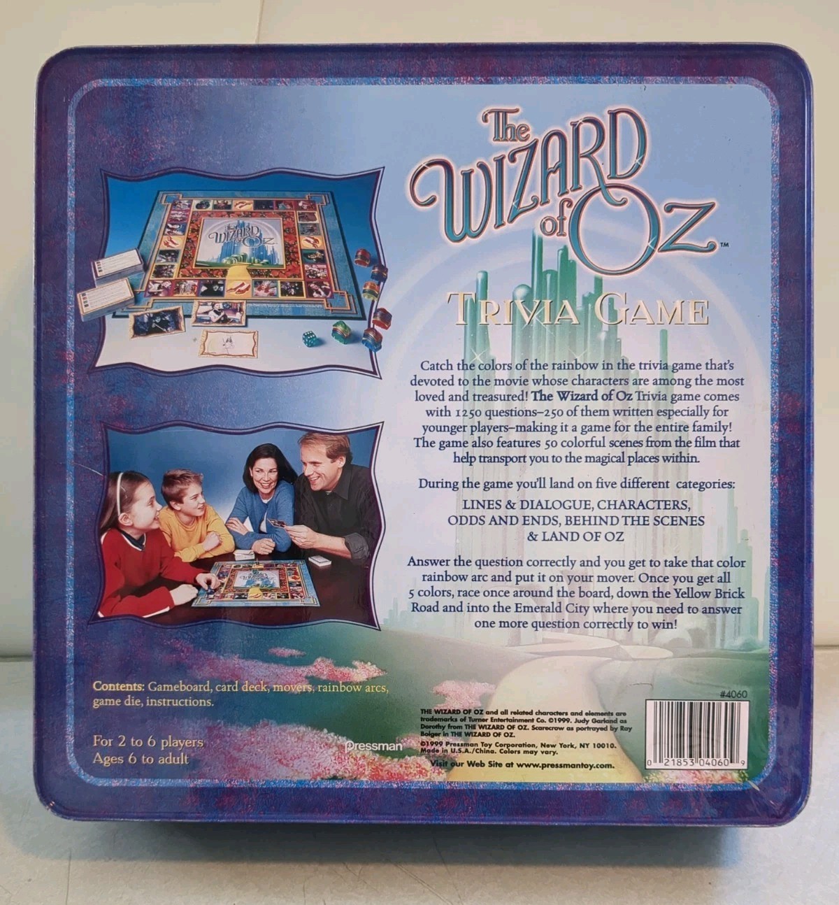 Wizard of Oz Trivia Game Complete Pressman 1999 Tin