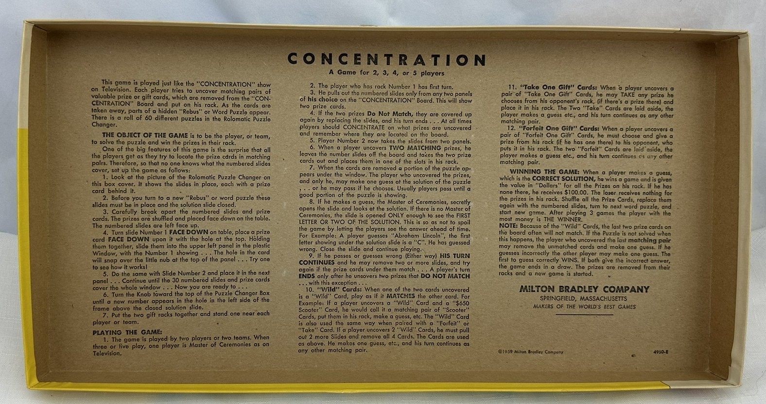 1970 Concentration Game 11th Edition by Milton Bradley Complete Great Condition