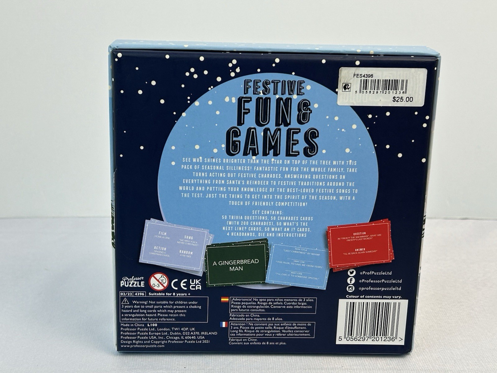 Festive Fun & Games Holiday Trivia Charades Party Game Set Family Xmas