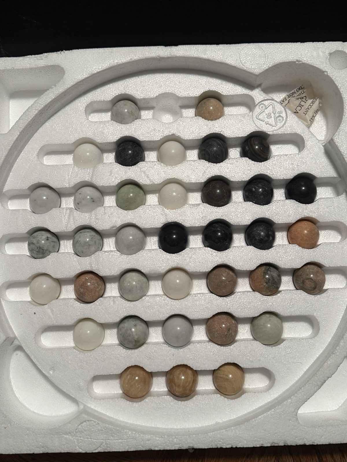 Original Vintage Bombay Wooden Solitaire Marbles Game Complete In Original Box