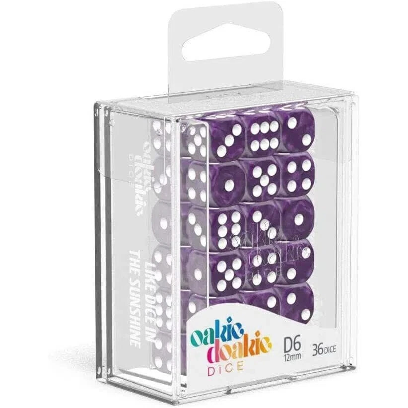 Oakie Doakie Dice Dice D6 12mm Marble – Purple