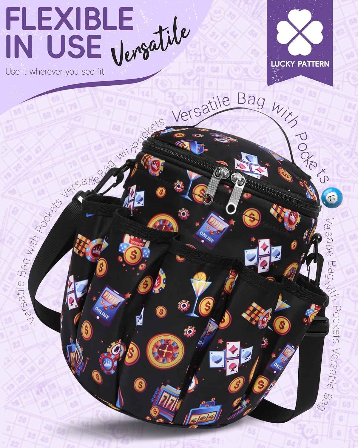 Bingo Bags with Pockets for Bingo Daubers Dabbers Dobbers Dotters Bingo Bag for
