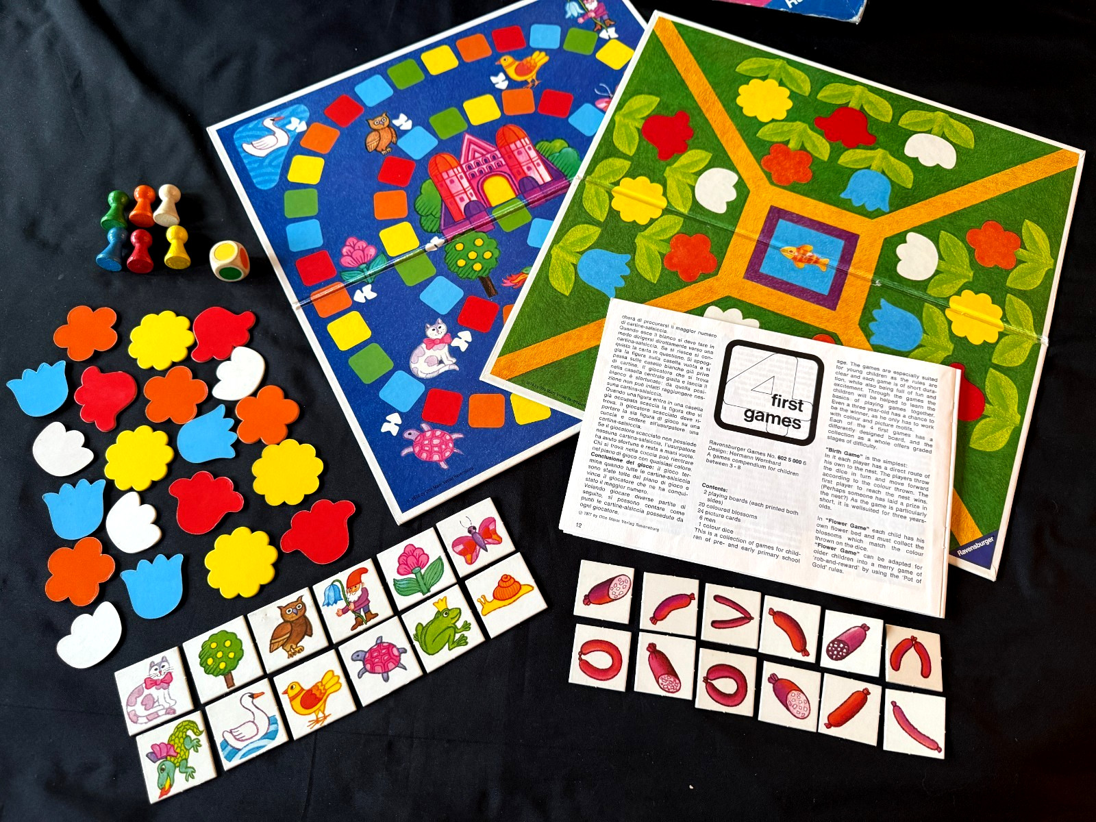 vtg 1974 Ravensburger 4 First Games COMPLETE board game Western Germany ages 3-8