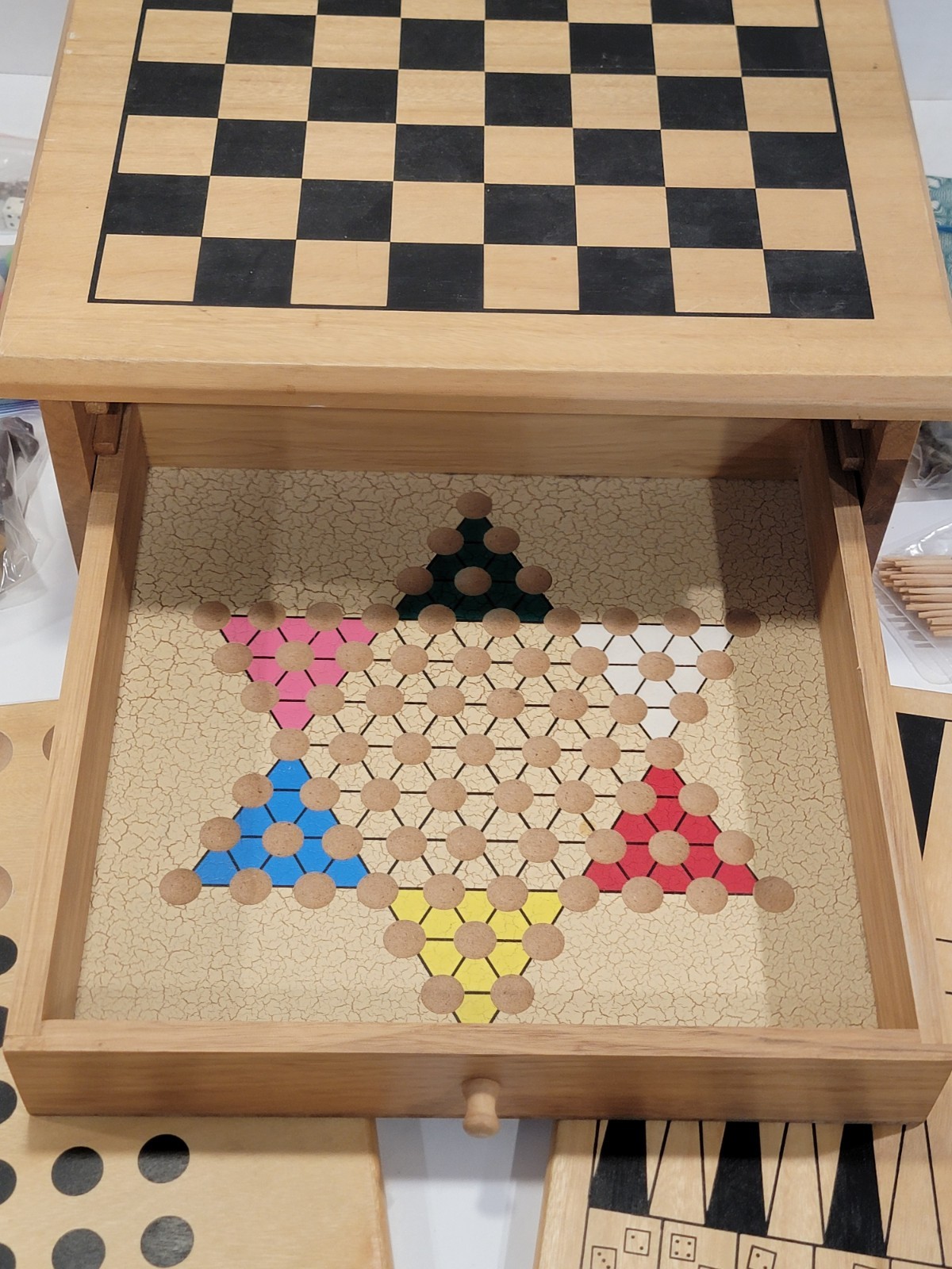 Board Game Set – 10 in 1 Tabletop Wood Game Center With Game Pieces